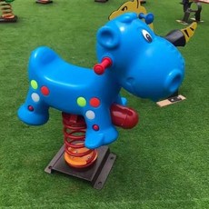 놀이터 스프링 목마 공원 동물 흔들말 시소 야외 흔들의자, 1개, 하마