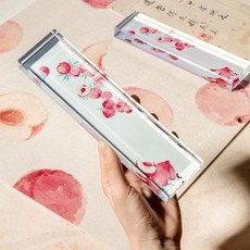 台灣下殺 文鎮 紙鎮 鎮尺 水晶玻璃鎮紙 壓書創意鎮尺 書法壓紙石 富春山居圖 蘭亭序 韆裏江山圖, 【桃之夭夭】20*5cm 禮盒裝, 1個