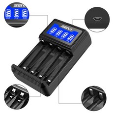 SupFire神火 18650 電池智能雙槽快速充電器，USB極速充電，充滿自動斷電，適用26650電池, 1個, SEIWEI SW-4N 3號 4號充電