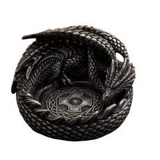精緻龍形煙灰缸 桌面擺飾 藝術造型煙灰缸, 暴龍黑銀款, 1個
