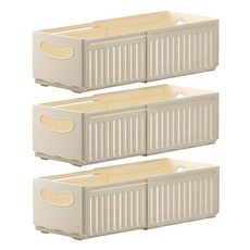 Easy Gwansam多功能長度可調節廚房收納整理盒, 奶油白, 3個