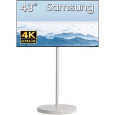 삼성 무빙스타일 4K UHD TV 스마트 사이니지TV 라이트 이동식 스탠드 거치대 패키지, 방문설치, 이동형 스탠드, 선반X, 107.9cm(43인치)