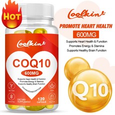 COQ10 코엔자임 Q10 600mg 채식주의자용 글루텐 프리 심혈관 건강 증진 심장 건강 에너지 공급 초고흡수, 1개, 120정