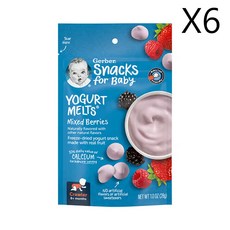 거버 아기용 간식 Yogurt Melts 생후 8개월 이상 혼합 베리 28g(1.0oz), 28g, 6개