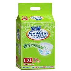 安親 FeelFree 成人紙尿褲 L-XL 號 漢方草本精華 超棉柔 乾爽 透氣 男女適用, 6個, 13片