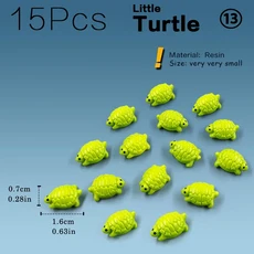 악기가챠 15Pcs 여우 토끼 코끼리 다람쥐 양 돼지 고양이 말 개구리 거북이 뱀 입상 미니어처 요정 정원 장식 액세서리, 04 15pcs Turtles
