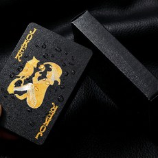 생활구역 블랙 포커 카드 연말 게임 단체 게임 여행 PVC 카드 게임, 1개, 검정색상, 14세