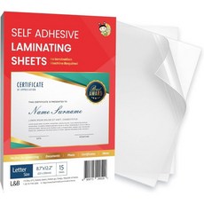 HA SHI 무열 접착 라미네이팅 시트 셀프 시일링 8.5 x 11 인치 25개입 4밀 두께 투명 기계 필요 없음 문서와 사진 보호 레터 사이즈 by, Letter size, 15sheets
