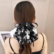 하이유니 레트로 리본 린넨 스카프 슈슈 곱창밴드 머리끈