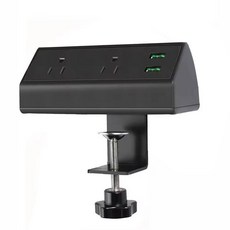 訊億 夾桌插座 夾桌 桌面插座 美規固定插座 會議桌 工作臺 辦公桌, 1個, 桌面插座(2插+USB*2)黑