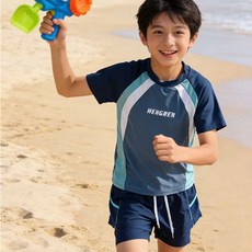델루비오 남아 반팔 래쉬가드 수영복 세트 바지일체형 레깅스 비치웨어 물놀이룩