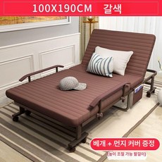 접이식 베드 간이침대 간편 그레이 캠핑용 휴대용, 디럭스 모델 - 조절 가능한 팔걸이 100cm