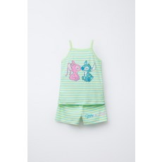 국내배송 ZARA 자라 아동 키즈 주니어 26세 스트라이프 티셔츠 및 버뮤다 파자마 STITCH & ANGEL © DISNEY 터키블루 8501544402 1390041