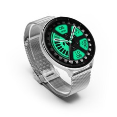 FANGU 梵固 GPX1智慧手錶 - 時尚金屬錶帶，健康監測，運動紀錄, 時尚銀L, 1.75吋, 藍牙