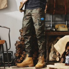 튼튼한 카고 밀리터리 워크웨어 팬츠, 1개, A8688 아미그린 카모플라주 봄