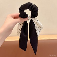 가을/겨울용 짙은 색상의 여성용 볼륨 헤어 밴드 레트로 패션 레오파드 무늬 대학 스타일 패턴 헤어 로프 초대형 헤어 액세서리, 2# 이중 레이어 리본 화이트 도트 헤어밴드 - 밴드