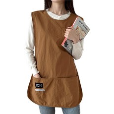 두리앤고 모던 생활방수 조끼형 카페 앞치마, 1개, 브라운롱