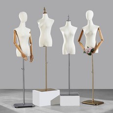 韓版服飾模特 女裝櫥窗展示架 半身婚紗模特道具 多規格可選, [加厚麻布],[超厚方盤]/帶手/帶頭, 1個