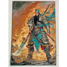 武財神關公關二爺唐卡金絲刺繡像畫像 客廳玄關掛畫, 如圖所示, 1個