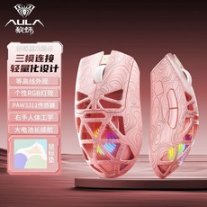 YIKE数码 狼蛛 SC620 三模無線電競遊戲鏤空輕量化鼠標 充電升級款, 【粉色-等高線】三模鼠標+鼠標墊