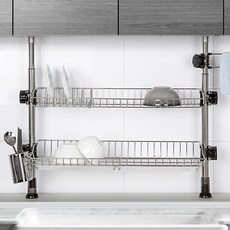 Damso Home 스텐레스 2단 건조대 싱크대 선반, 기둥식식기건조대 600 2단