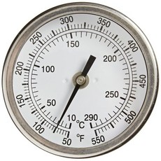 PIC 게이지 B3B4RR 3인치 다이얼 크기 50550°F 및 10288°C 4인치 스템 길이 백 앵글 연결 스테인리스 스틸 케이스 316 바이메탈 온도계, 50/550 Deg F/10/288 Deg C