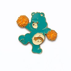 可愛幸運熊徽章 時尚配件 精緻裝飾 趣味胸針 包包配件 DIY手工藝, 綠色, 1件