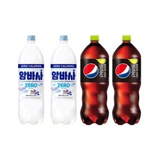 [드링킹] 펩시 제로 슈가라임향 1.5L 2개+암바사 제로 1.5L 2개 제로 탄산음료 혼합세트, 4개