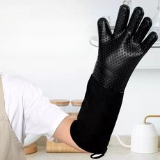 긴 오븐 장갑 두꺼운 캔버스 글러브 오븐장갑 주방 제빵, D. 50cm 두꺼운 장갑 파란 2개