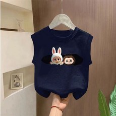 2025년 아동용 캐릭터 남녀공용 디자인 만화 상의 반팔 아동복 티셔츠 민소매 여름용