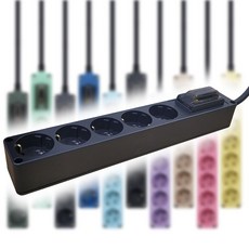 현대 고용량 멀티탭 오브제 국산 4000W 누전차단 과부하차단 멀티콘센트 5구 10컬러, 1.5m, 블랙, 1개