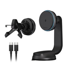 亞果元素 ADAM CQ3 汽車用 Qi2 25W 制冷磁吸充電器 附USB-C線, 黑色(贈充電線/出風口支架), CQ3 Qi2.2