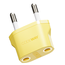 코드웨이 돼지코 220V 변환 유럽형 플러그 여행용 어댑터 옐로우 35x43mm, 1개