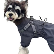 寵物雨衣 中小型犬防水四腳雨披, 黑色經典款揹帶款, 1個