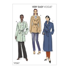 Vogue V9367Y Very Easy 여성용 안감 없는 더블 브레스트 재킷 및 벨트 바느질 패턴 사이즈 4-14