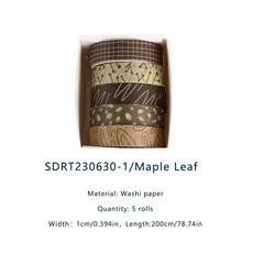 5 롤 포레스트 스크랩 와시 테이프 세트 다채로운 꽃 수채화 식물 데코 마스킹 스크랩북 접착제 DIY 저널 공예 216188, SDRT230630-1