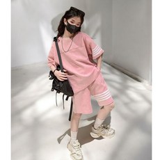 에이치제이 여름 여아 남아 반팔 반바지 세트 라운드넥 상하세트