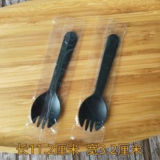 一次性勺子 磨砂 獨立包裝 蛋糕 甜品 冰淇淋 水果撈 叉子 商用 藍色加厚 100支, 1個, 黑色加厚 獨立 ,600支