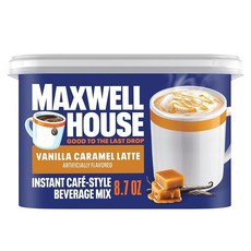 Maxwell House International 무설탕 프렌치 바닐라 카페 스타일 디카페인 인스턴트 커피 음료 믹스 121.9g4.3온스 통 237492, 8.7 Ounce (Pack of 1), 바닐라 캐러멜