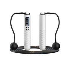 廠家直銷智能計數跳繩負重無繩兩用健身運動學生中考專用鋼絲跳繩, 1個, M01象牙白(充電兩用款英文顯示屏)純英文說明書