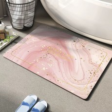 욕실 화장실 주방매트 베어브릭 미끄럼방지 발매트 도톰 사각 40x60 규조토 물흡수, 1개, J. 유체-분홍 직사각형