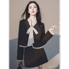 歐洲站輕奢高級感女裝套裝，時尚裙子兩件套，展現優雅女人味, 黑色單裙子,XL 建議155-165cm/115-1