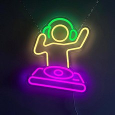 DJ 소년 네온 사인 LED 네온 불빛 로그인 USB 야간 조명 벽 게임 룸에 대한 빛나는 바 펍 남자 동굴 파티 룸 장식, [02] Natural Light