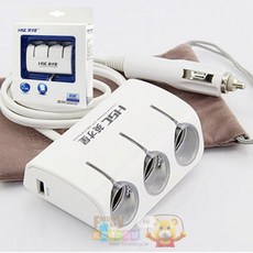 HSC 英才星 120W 車用一轉三點煙器 雙USB 3.1A 充電器 白色, 1個