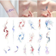 七彩鯨魚手腕紋身貼 草本刺青貼紙 安全無毒, 1個, 鯨魚整套18張
