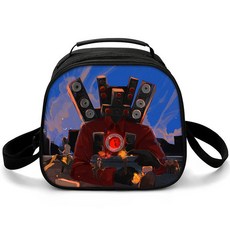 馬桶人Skibidi Toilet遊戲週邊卡通兒童印花圓形餐包可定製 75RC, 馬桶人02, 1個