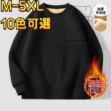 M-5XL 大尺碼刷毛大學T 加絨加厚保暖衛衣 重磅圓領長袖情侶裝