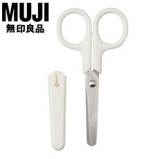 무인양품 무지 문구 휴대용 작은 가위 보호캡 포함, 화이트, 1개