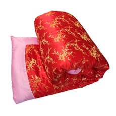 혼수용이불 항주 실크 커버 웨딩 브로케이드 부드러운 새틴 구식 스타일 단일 조각, [02] 분홍색 모란 + 옥 모조 실크 이불 안감, [15] 150*200 이불커버