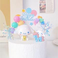 (윙크 유니콘 시나모롤) 풍선나라 케이크 토퍼 세트 생일 파티 소품 풀구성